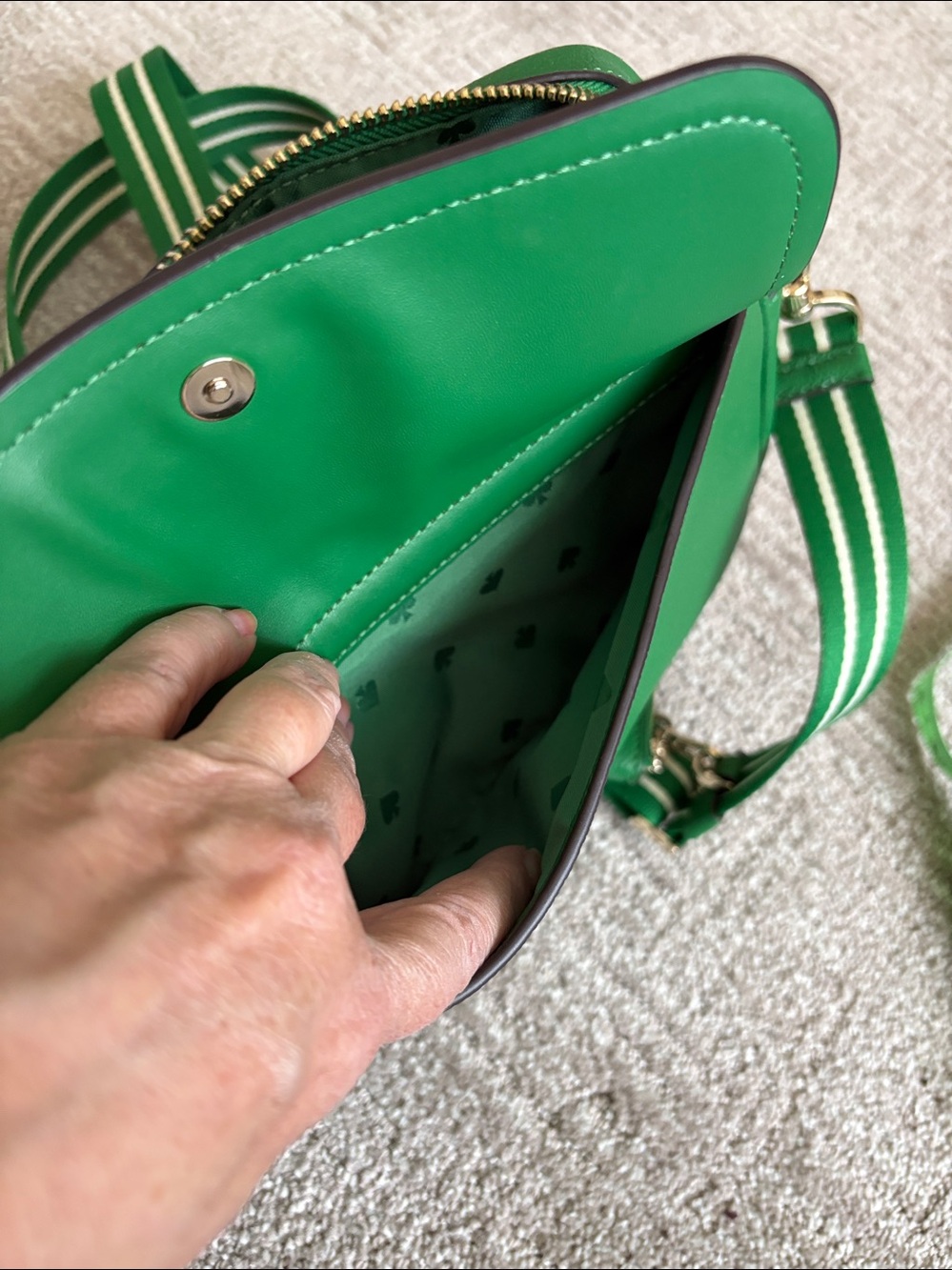 kate spade ♠️ Pebbled Leather Crossbody with Striped Strap and Coin Pouch - Picture 6 of 13